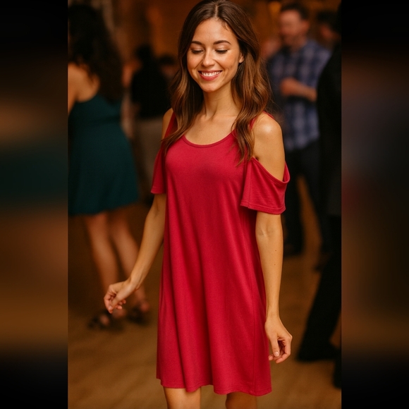 Brand New "Just Be" Cold-Shoulder Dress- Size Large - Picture 1 of 2